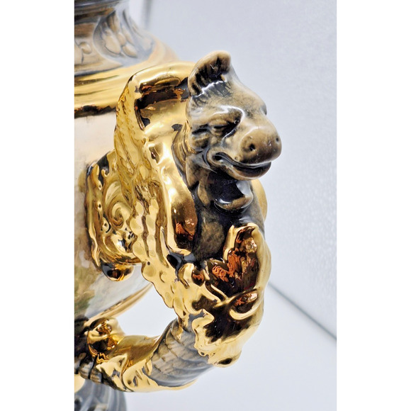 Vintage German Rumtopf Tureen & Lid Gnome & Dragon Handles Motif Large 15" Tall - Picture 4 of 14